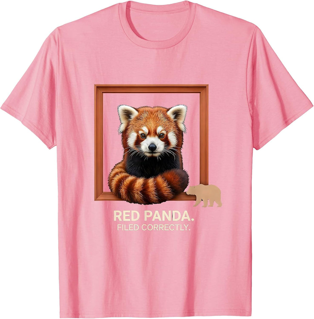 Men's Red Panda Filed Correctly Funny Panda Lover Animal Humor T-Shirt - Pink