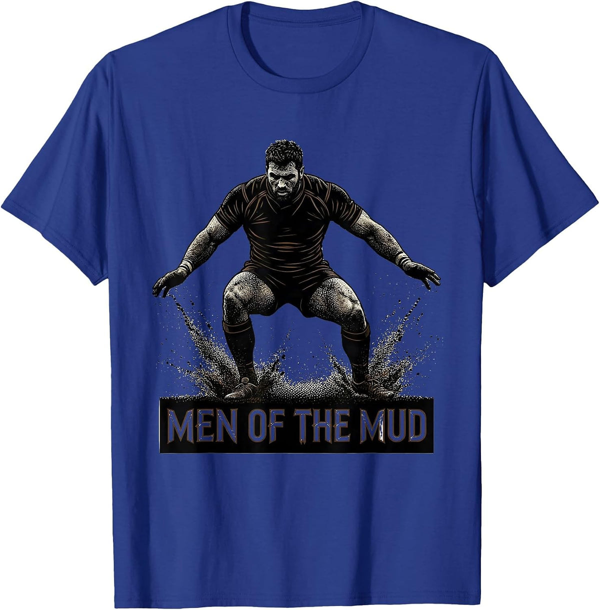 Men of the Mud Rugby Graphic Design T-Shirt - Royal Blue