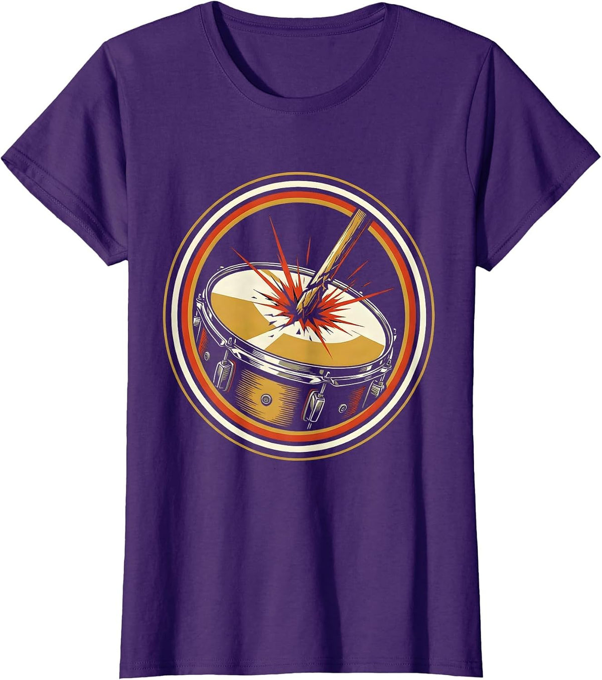 Women's Broken Drumstick Snare Drum 90s Band Graphic T-Shirt - Purple