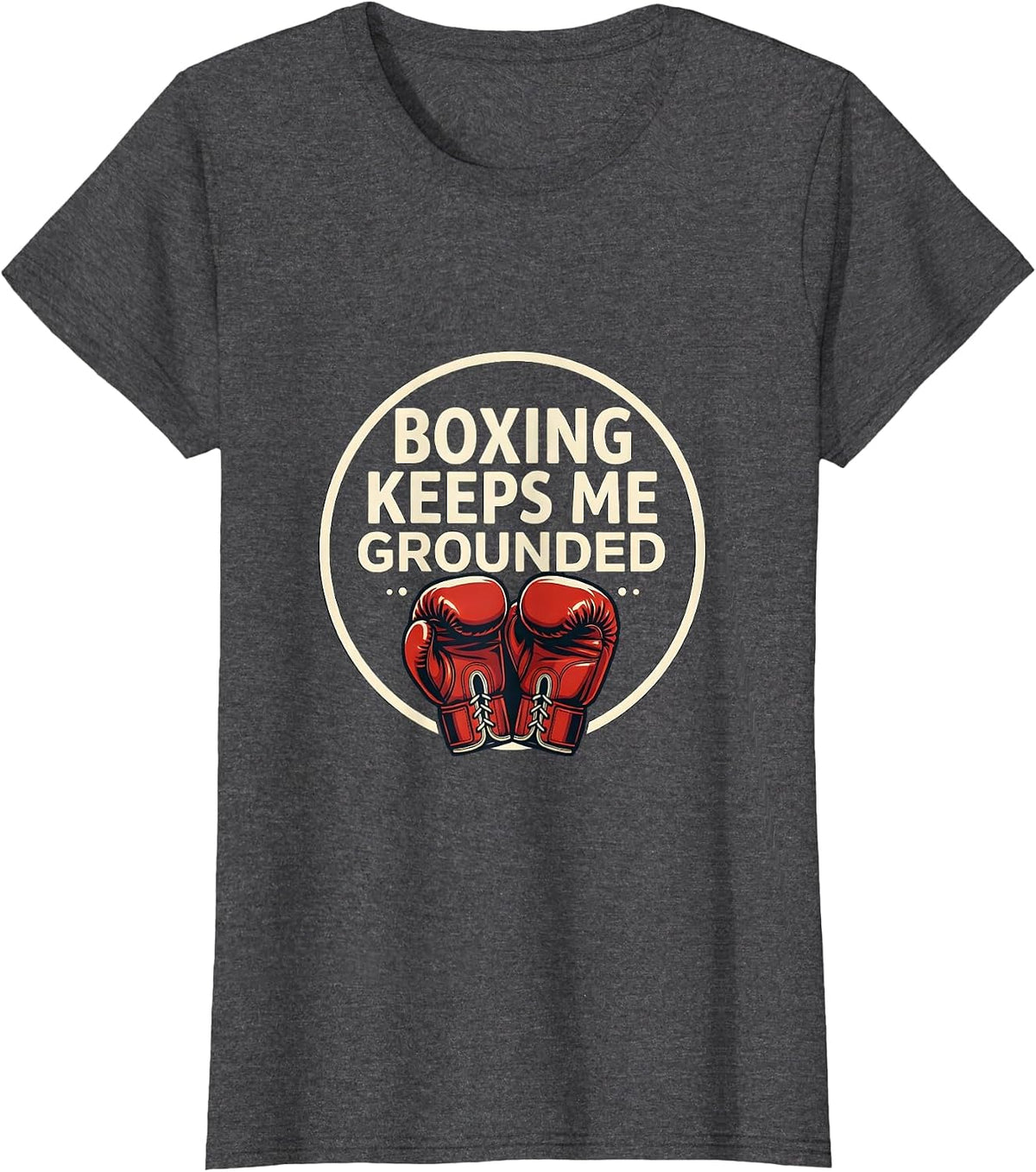 Women's Boxing Keeps Me Grounded Vintage Athletic Boxing Fan Gift T-Shirt - Dark Heather Grey