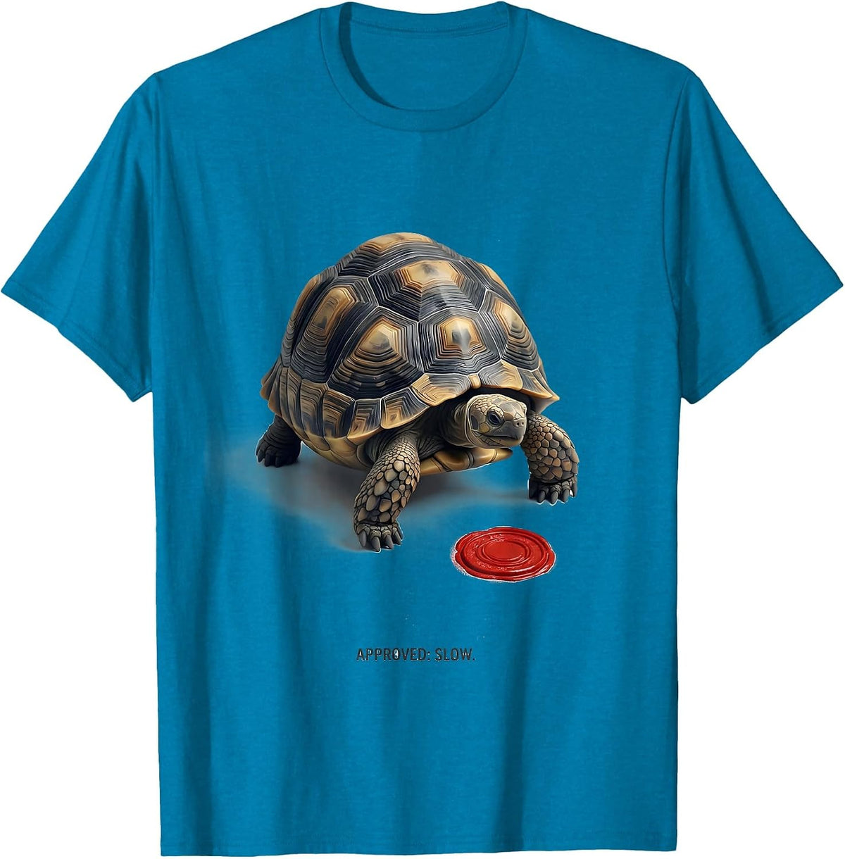 Slow Editorial Conceptual Turtle Lover Funny Novelty T-Shirt - Sapphire Blue