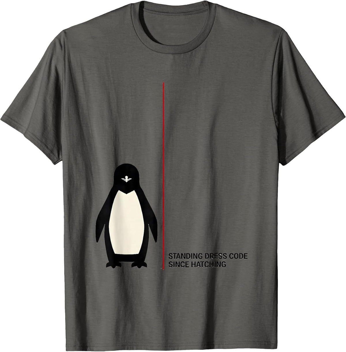 Standing Dress Code Since Hatching Funny Penguin Lover T-Shirt - Asphalt Grey