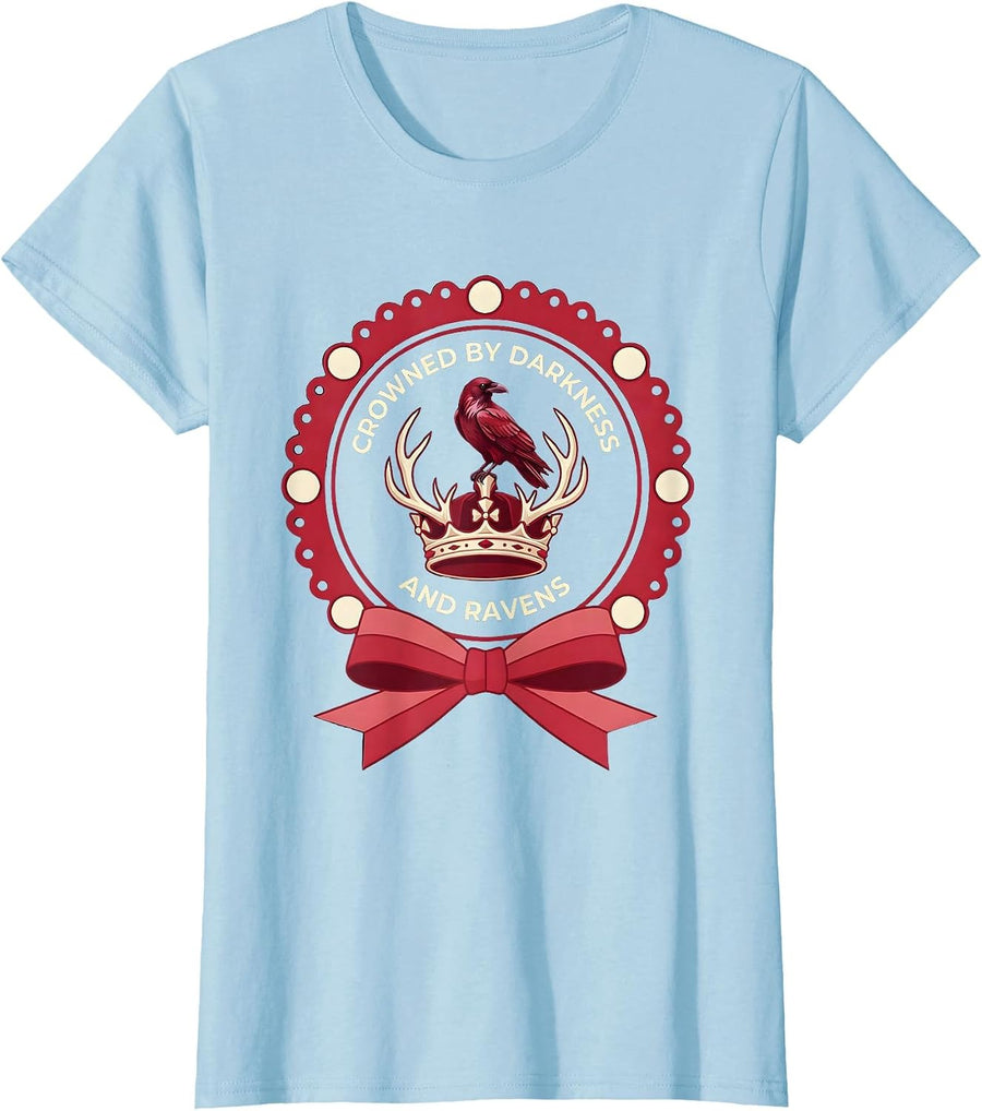 Women's Crowned by Darkness and Ravens Gothic Halloween T-Shirt - Baby Blue