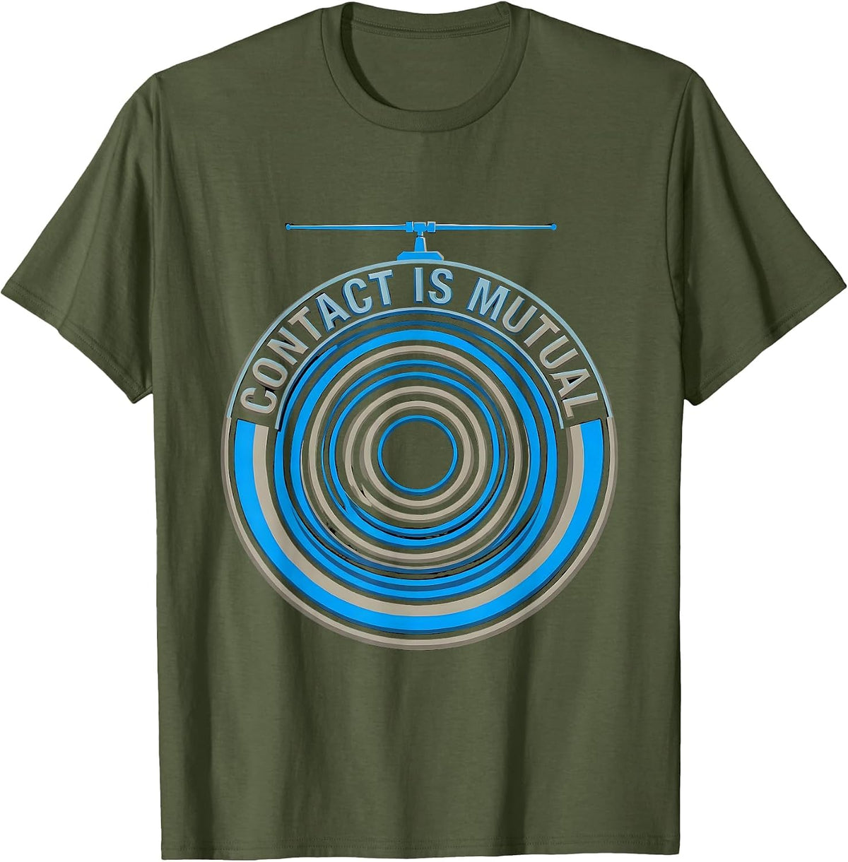 Contact Is Mutual Funny Ham Radio Operator Humor T-Shirt - Olive Green