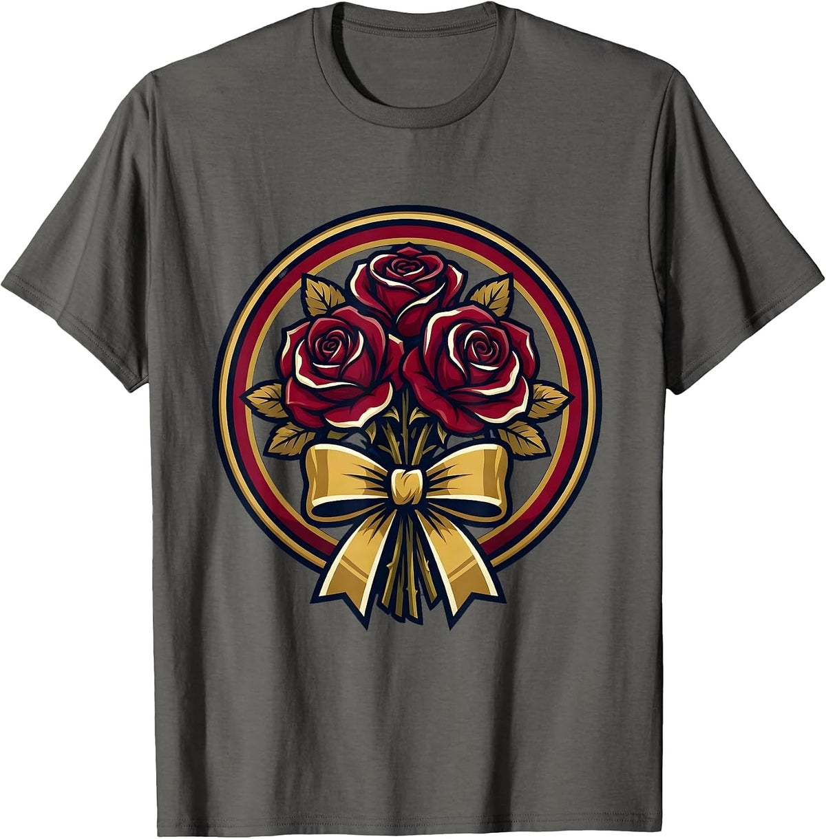 Band Mom Rose Bouquet Drum Major Sash Design T-Shirt - Asphalt Grey