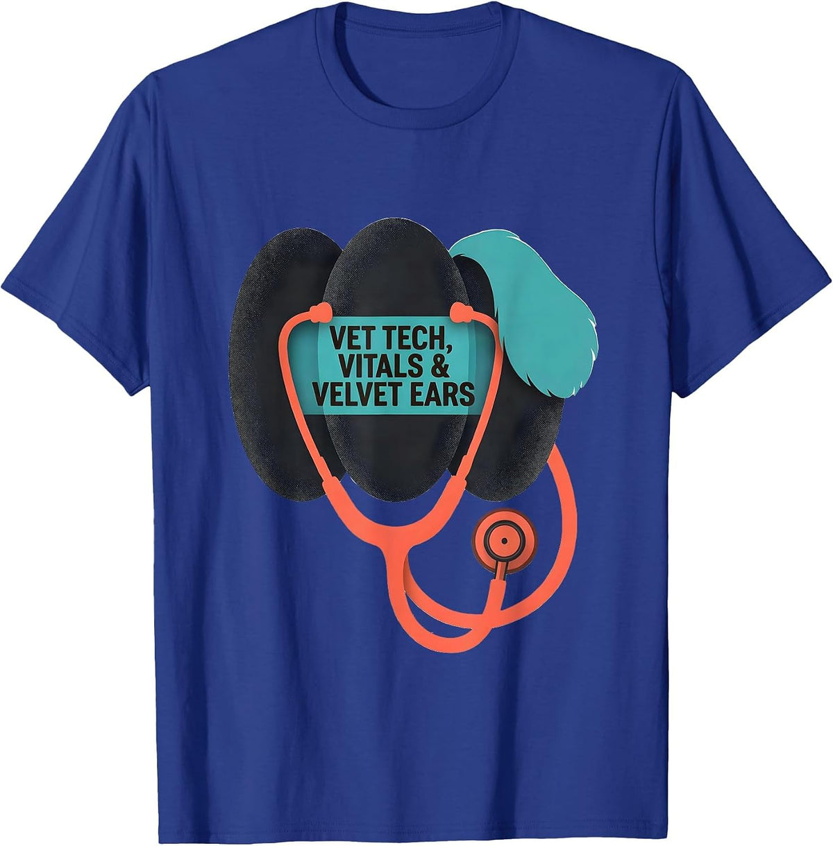 Vet Tech Vitals & Velvet Ears Midcentury Modern Veterinary T-Shirt - Royal Blue