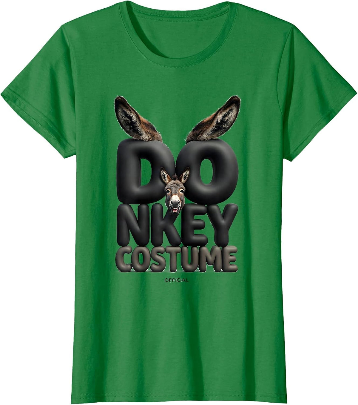 Women's Official Donkey Costume Funny Animal Humor Novelty T-Shirt - Kelly Green