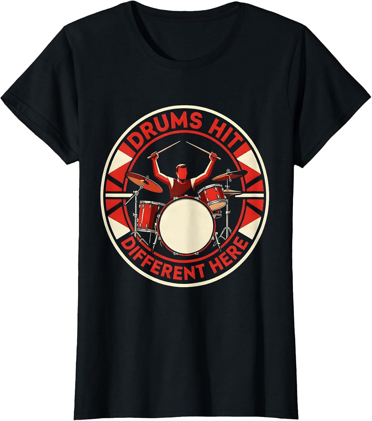 Drums Hit Different Band Music Graphic Design T-Shirt - Black