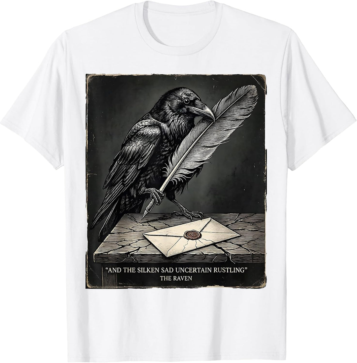 Men's And the silken sad uncertain rustling — The Raven Vintage T-Shirt - White