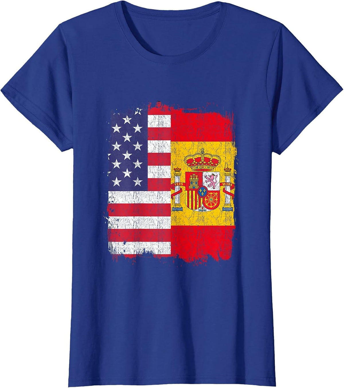 USA Spain Flag American Spanish T-Shirt - Royal Blue