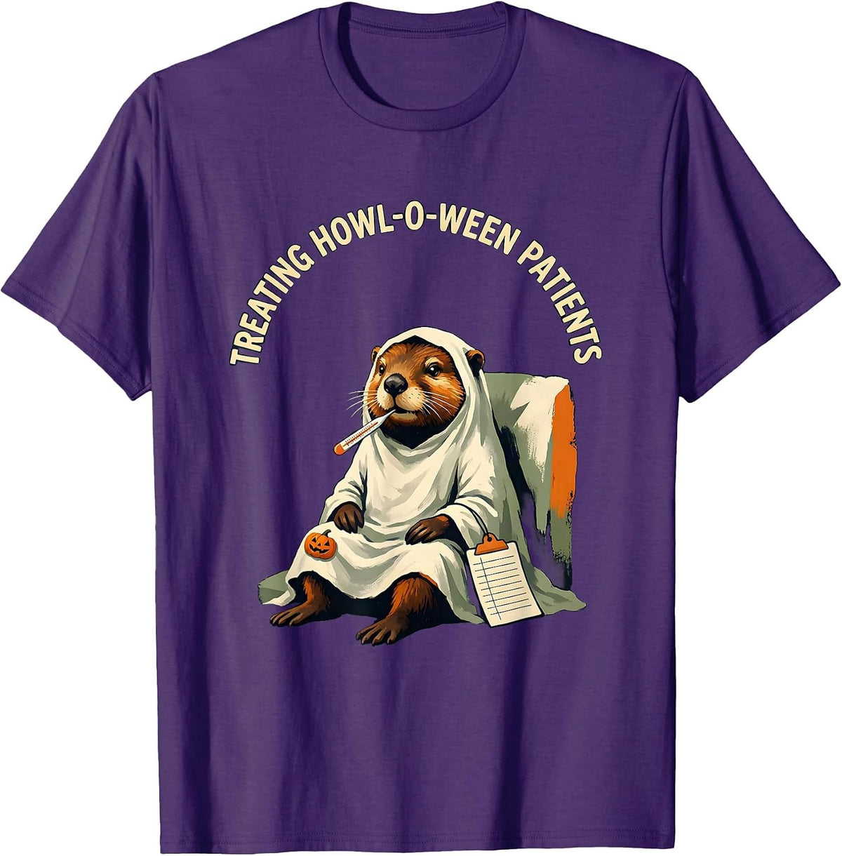 Men's Treating Howl-o-ween Patients Funny Vet Tech Halloween T-Shirt - Purple