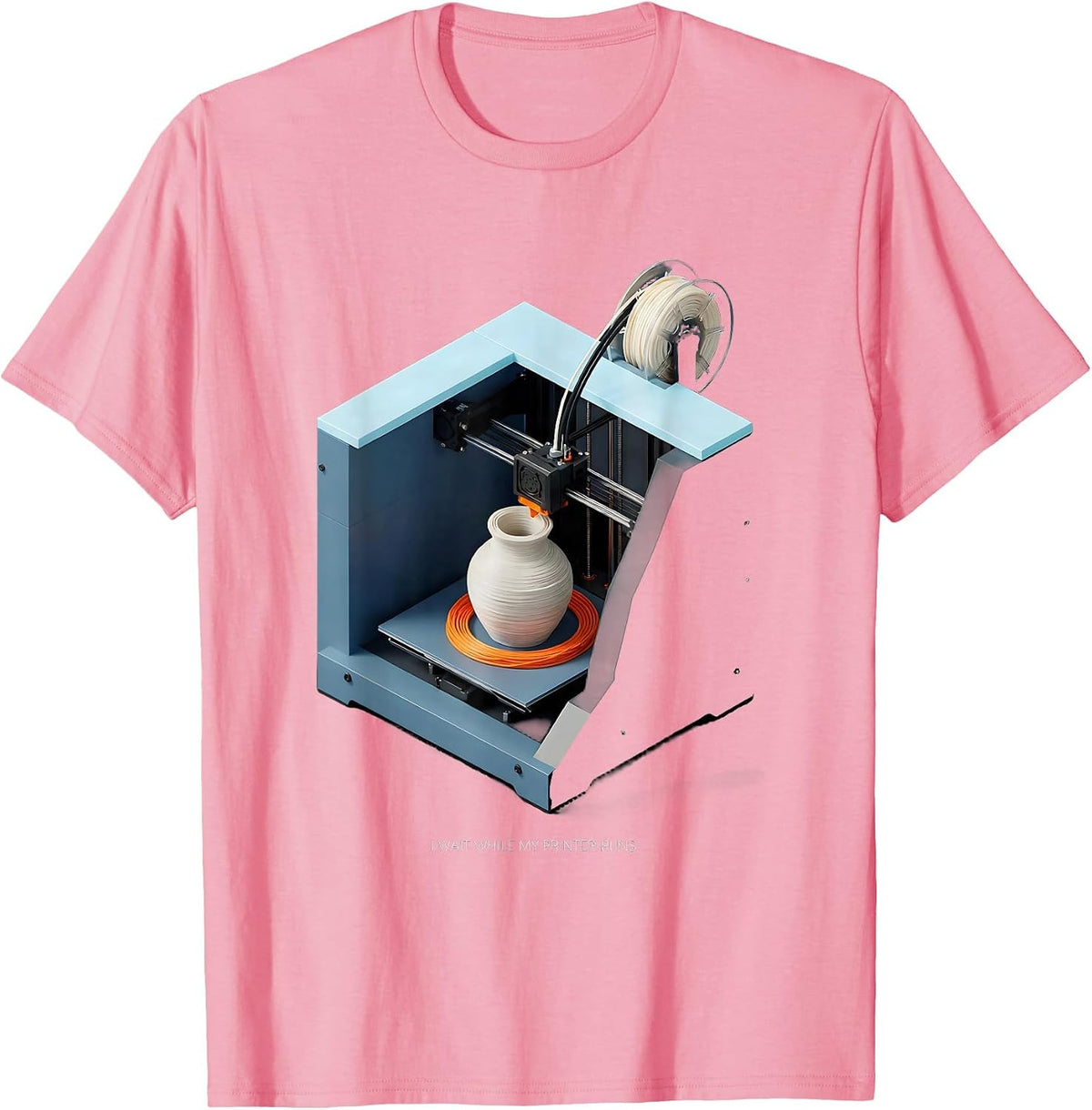 Men's I Wait While My Printer Runs Funny 3D Printing Hobbyist Gift T-Shirt - Pink