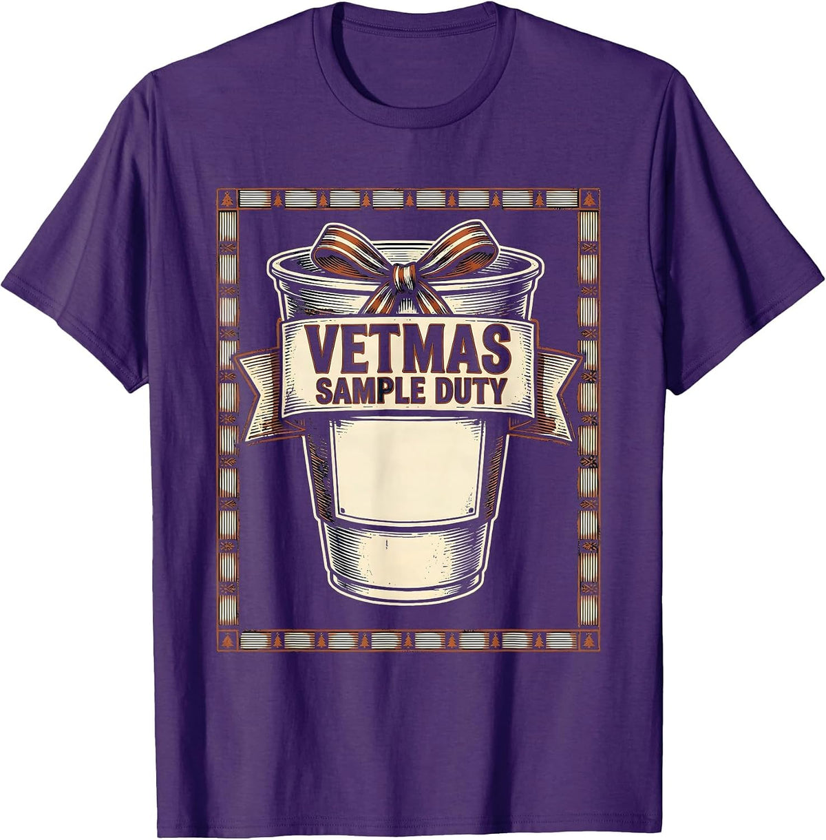 Vetmas Sample Duty Wood Type Letterpress Vet Tech Christmas T-Shirt - Purple