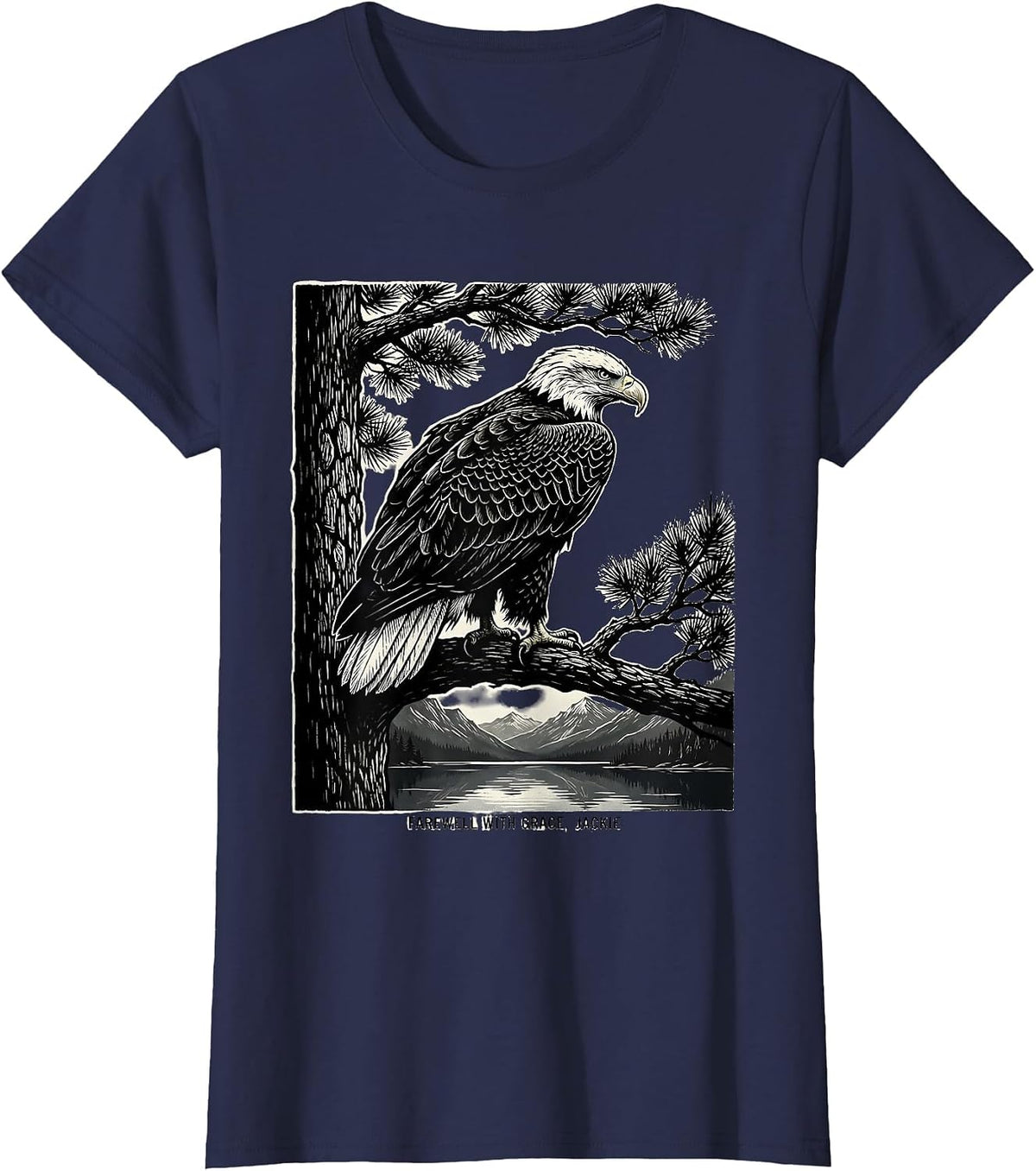 Women's Farewell With Grace Jackie Memorial Tribute Bald Eagle T-Shirt - Navy Blue
