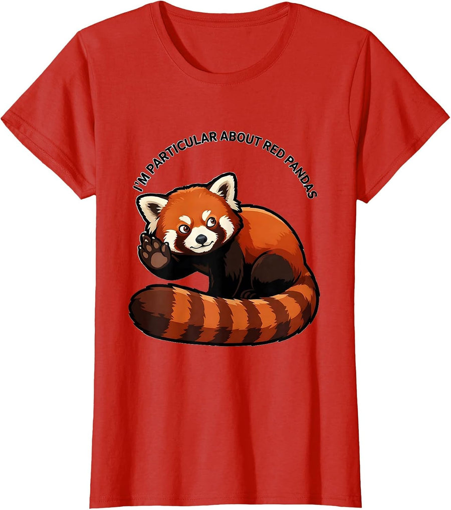 Women's I'm Particular About Red Pandas Funny Red Panda Animal Lover T-Shirt - Red