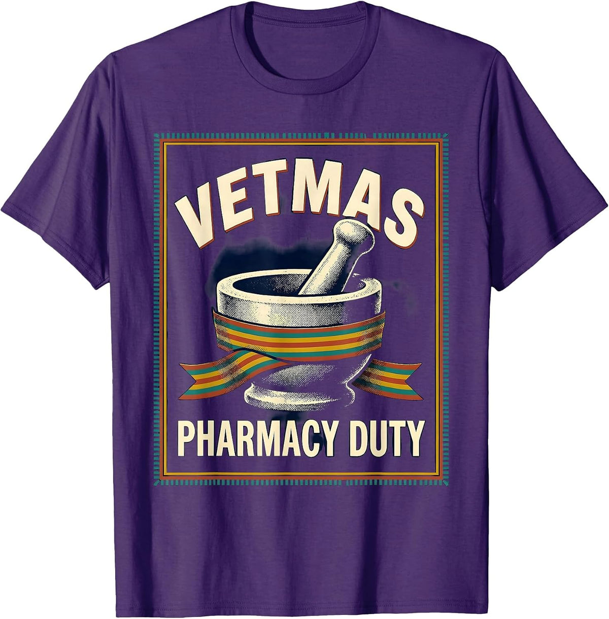 Men's Vetmas Pharmacy Duty Funny Vet Tech Christmas Veterinary T-Shirt - Purple