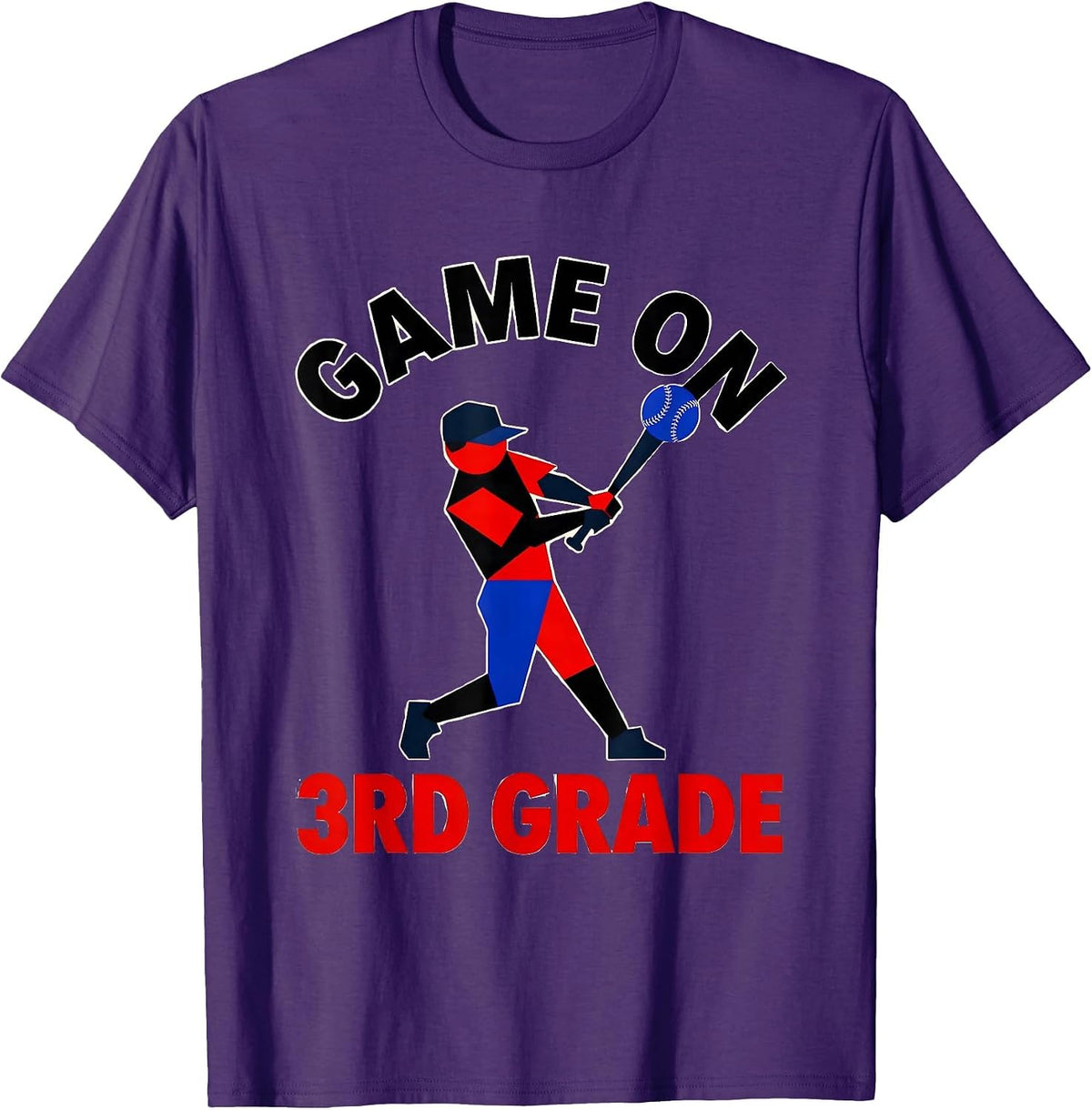 Game On 3rd Grade Bauhaus Modernist Back To School Baseball T-Shirt - Purple