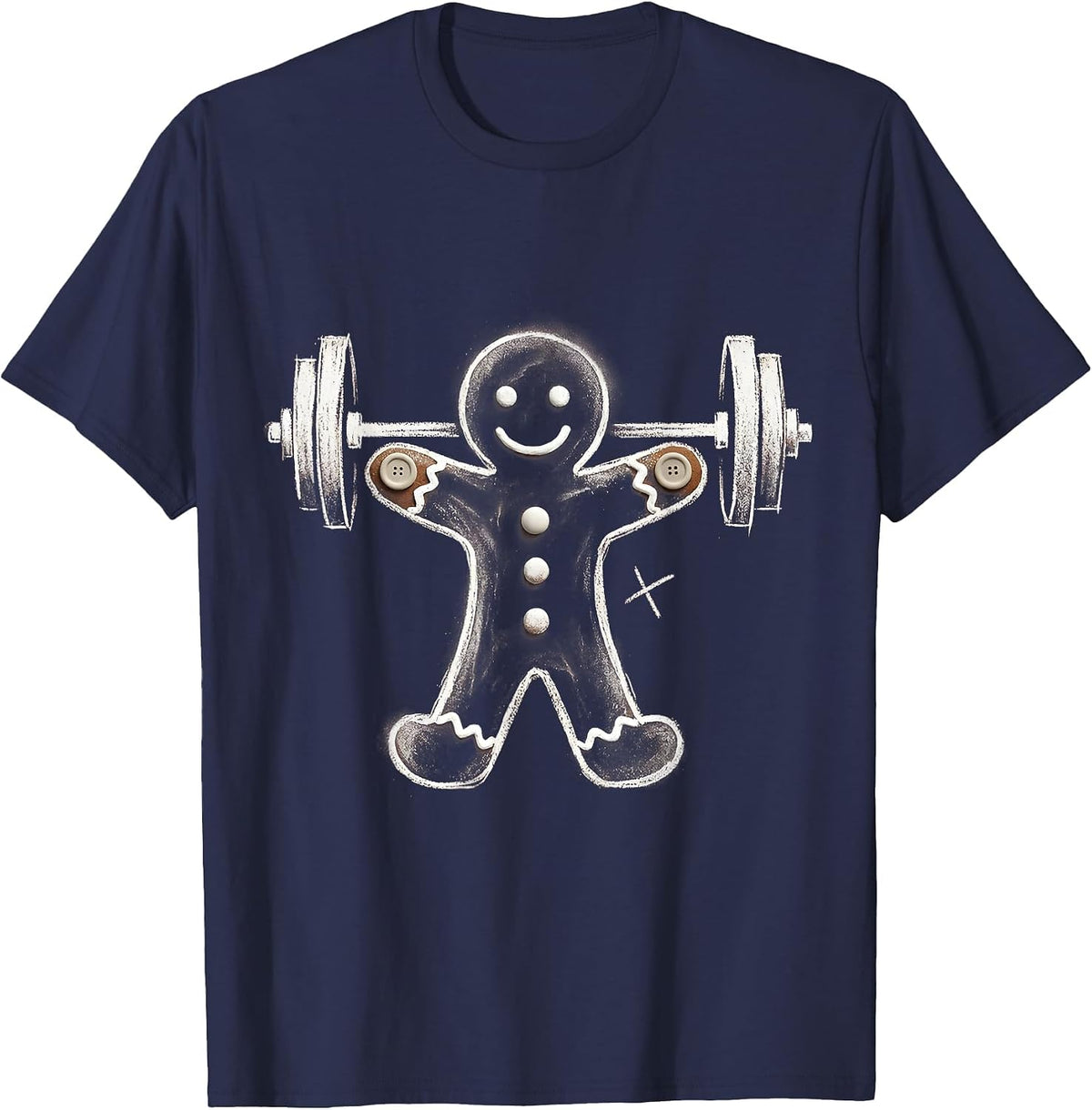 Men's Gingerbread Man Gym Fitness Humor Christmas Workout T-Shirt - Navy Blue