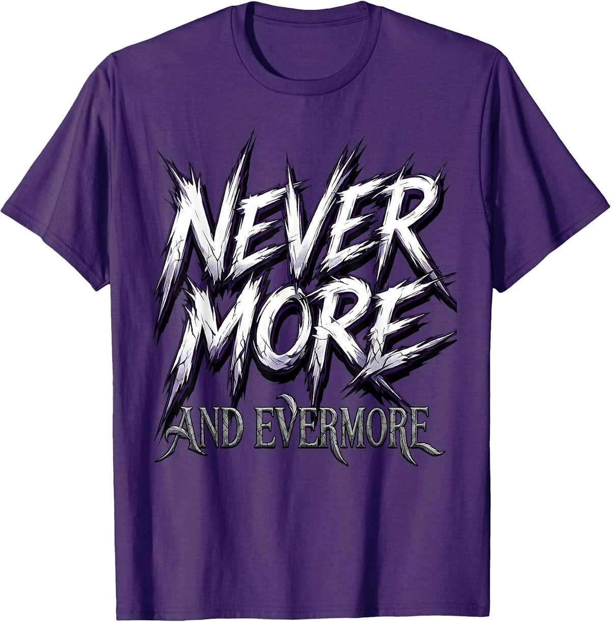Men's Nevermore Evermore Gothic Raven Halloween Design T-Shirt - Purple