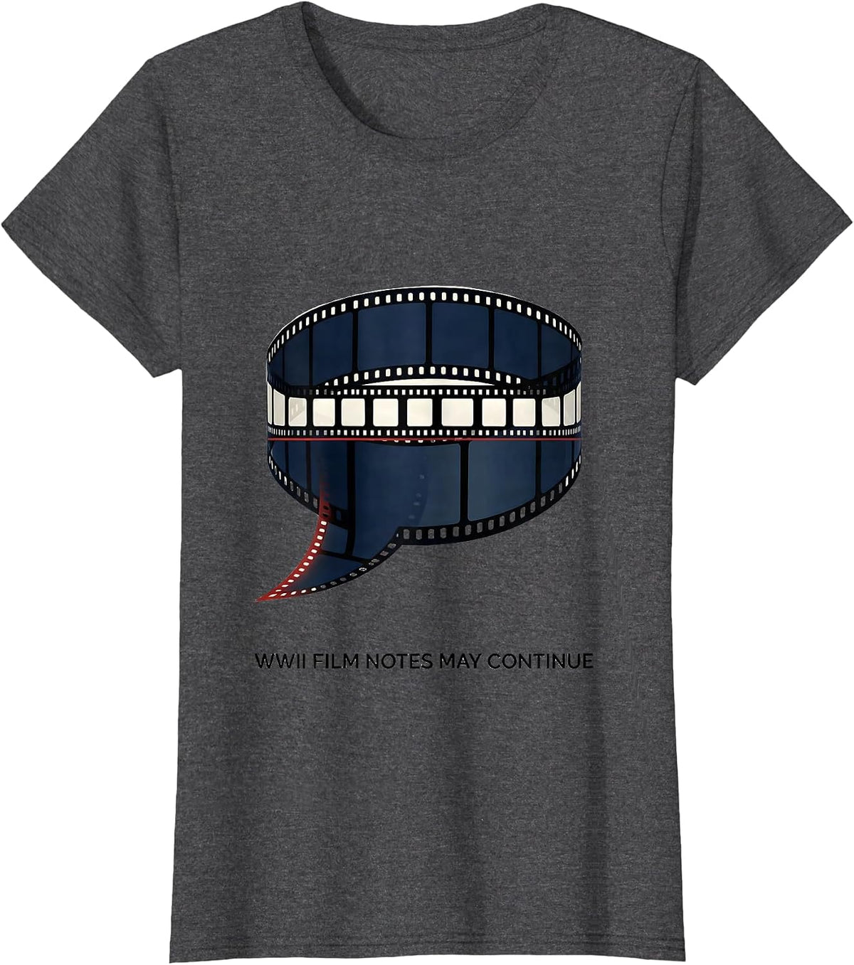 Women's WWII Film Notes May Continue Retro World War Two History T-Shirt - Dark Heather Grey