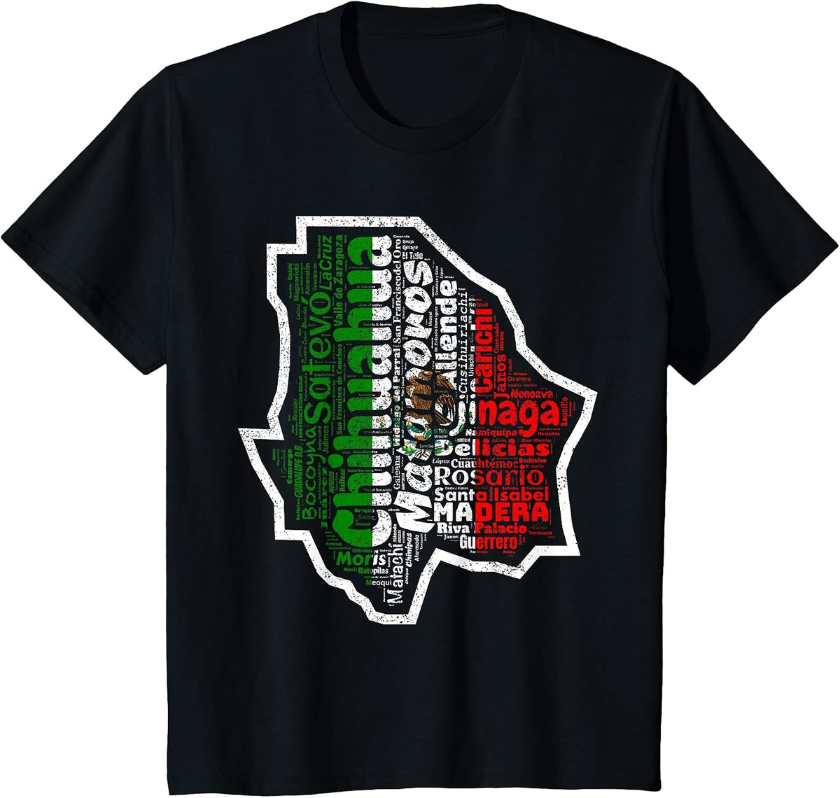 Chihuahua Mexico Mapa Bandera Mexicana State T-Shirt - Black