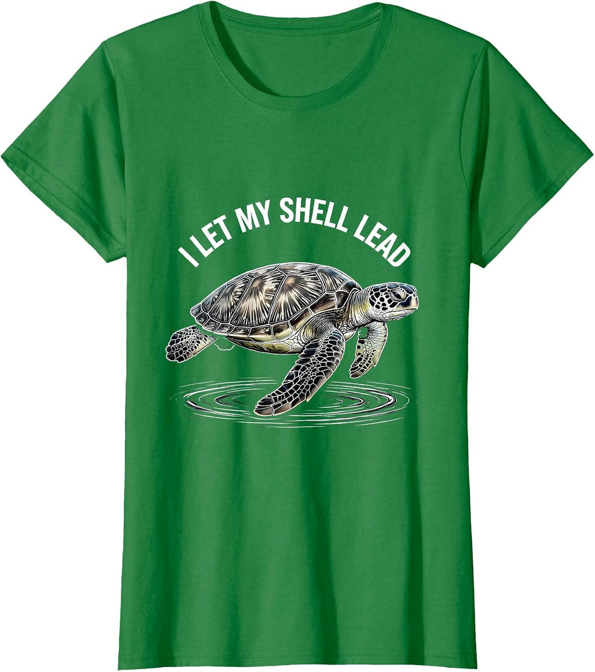 I Let My Shell Lead Line Art Sea Turtle Ocean Animal Lover T-Shirt - Kelly Green