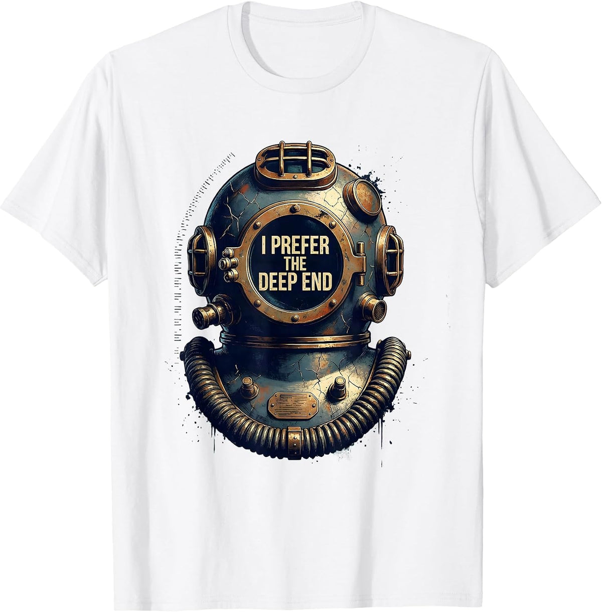 Men's I Prefer The Deep End Distressed Scuba Diving Diver Humor T-Shirt - White