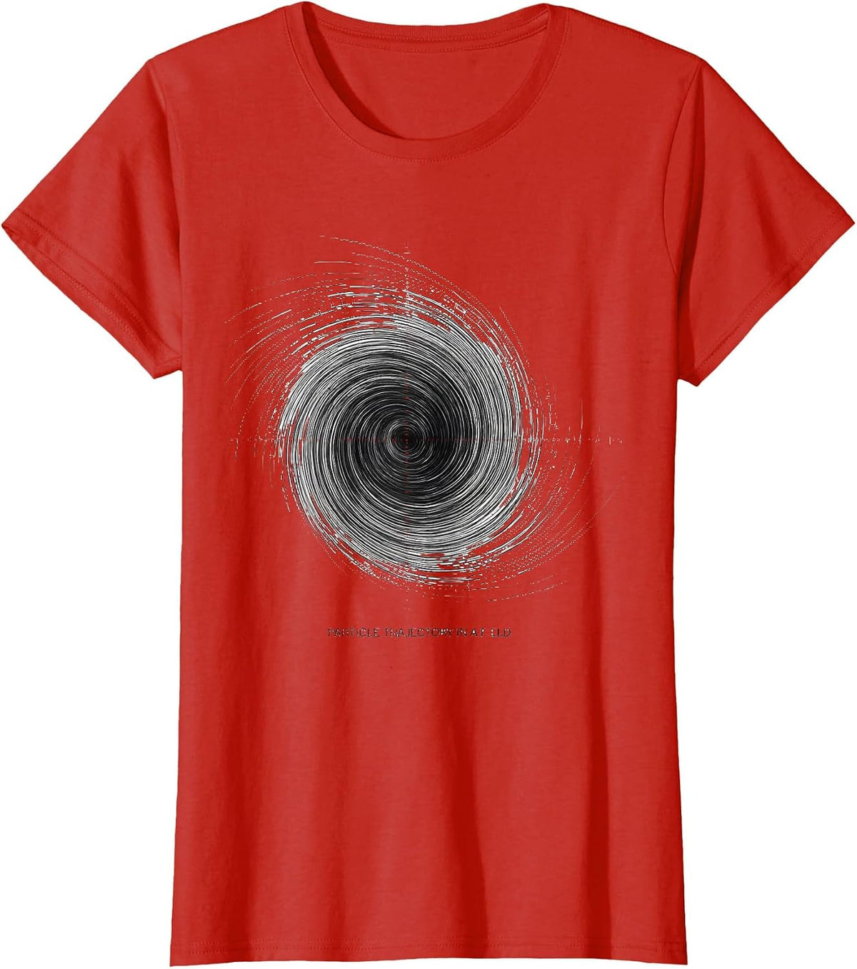 Particle Trajectory In A Field Funny Science Quantum Physics T-Shirt - Red