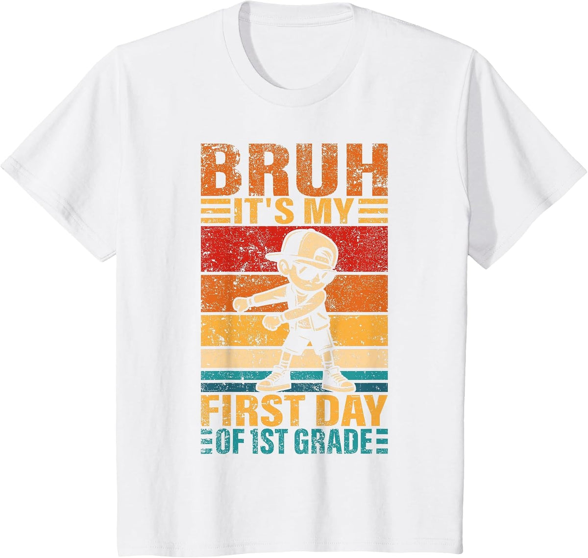 First Grade Flossing Boy Bruh It's My First Day of 1st Grade T-Shirt - White