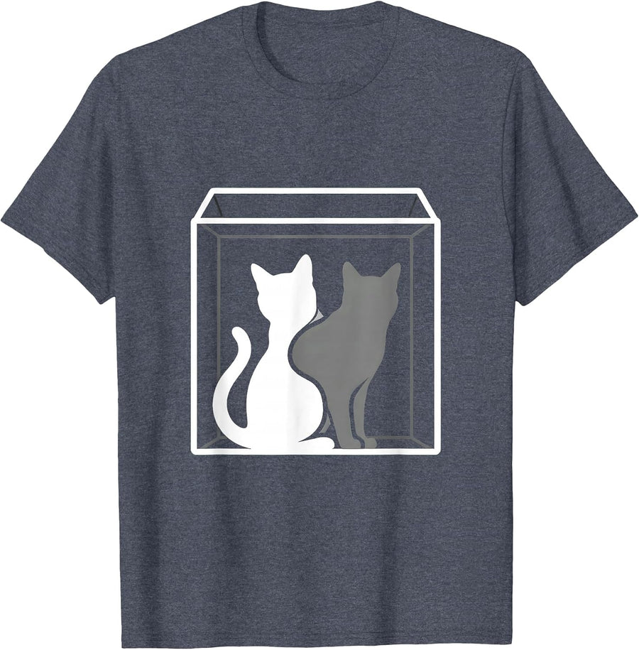Schrödingers Cat Quantum Physics Nerd Humor T-Shirt - Heather Blue