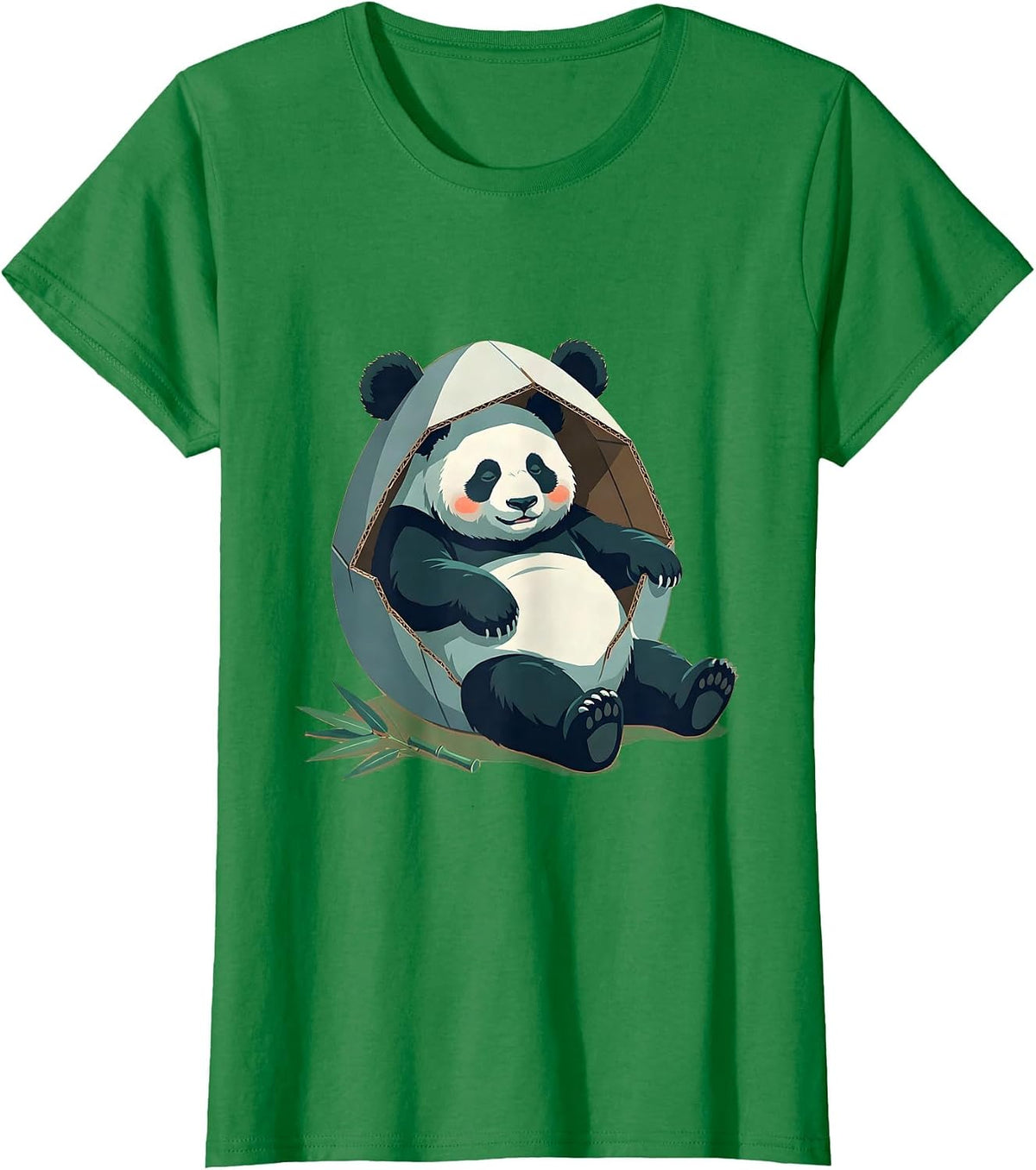 Women's Giant Panda Lounging Costume Humor Kawaii Animal Lover T-Shirt - Kelly Green