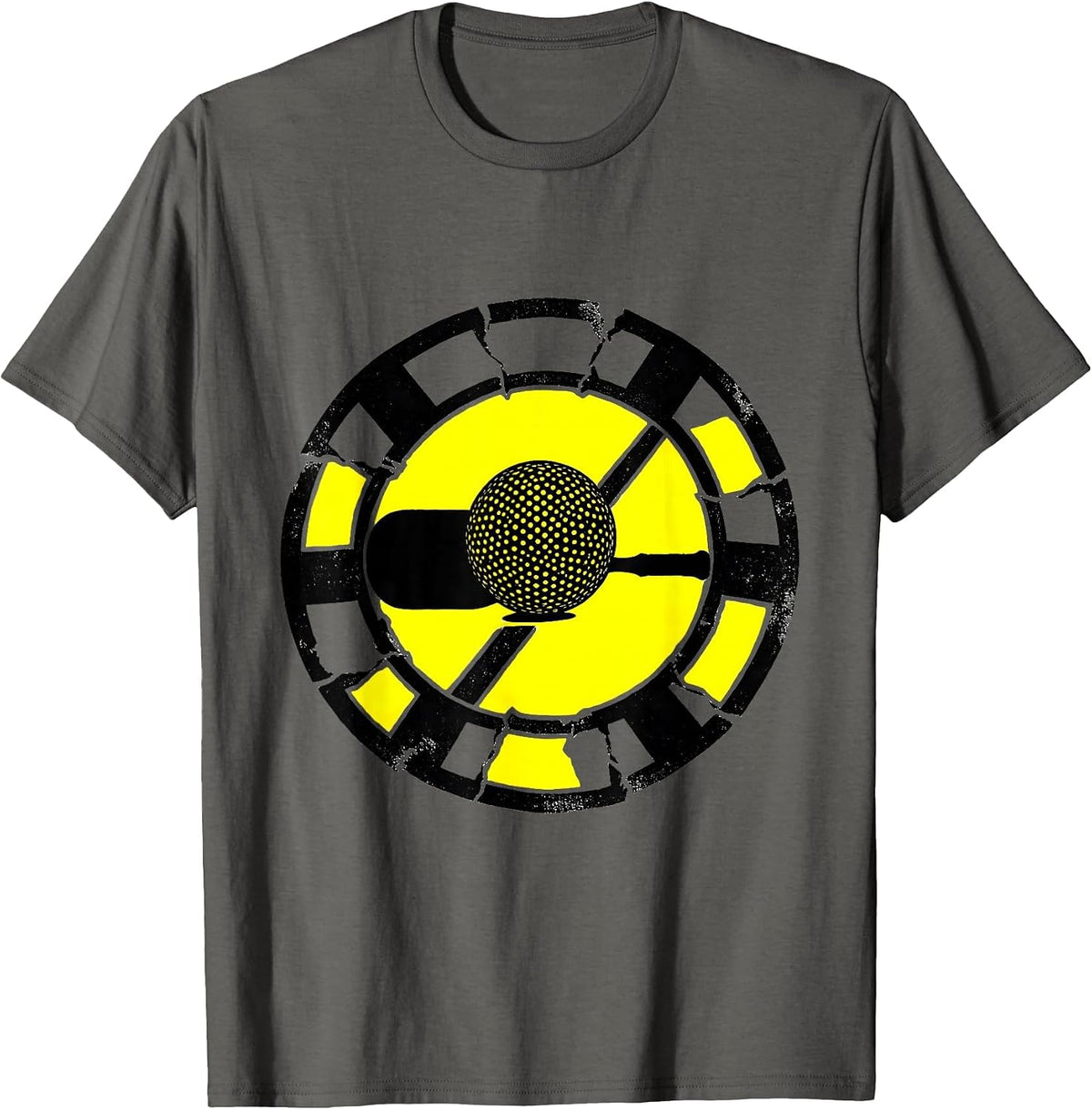 Men's Stencil Paddle Court Line Funny Tennis Player Humor T-Shirt - Asphalt Grey