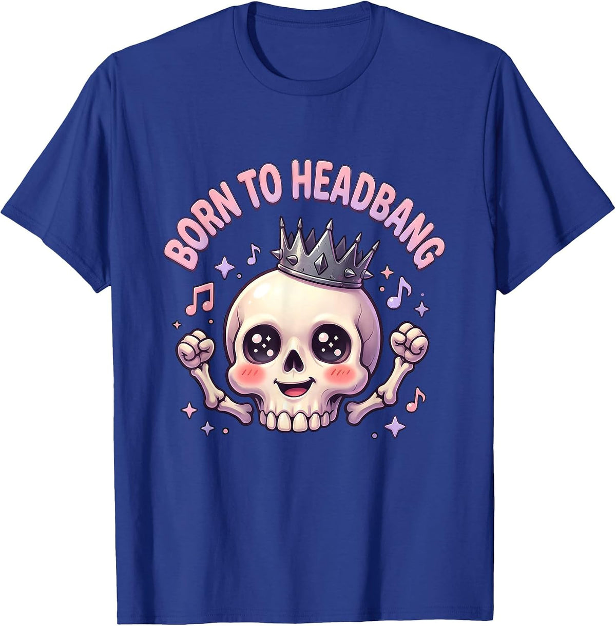 Born to Headbang Heavy Metal Graphic Design T-Shirt - Royal Blue