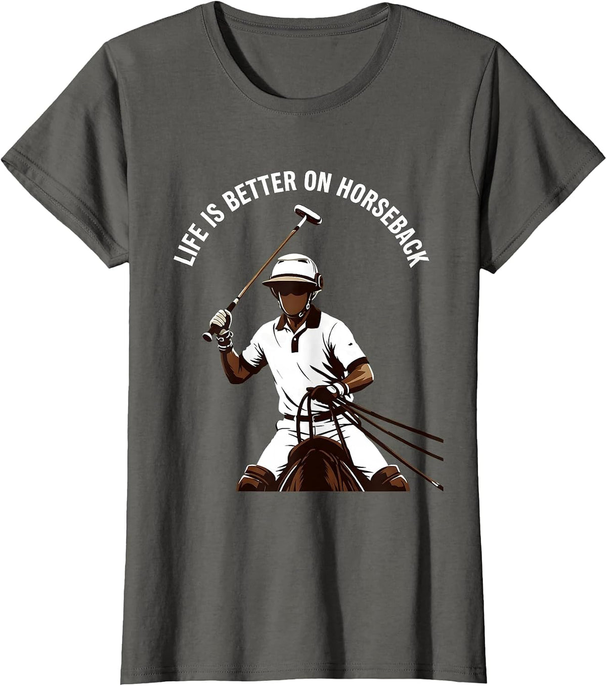 Women's Life Is Better On Horseback Equestrian Design T-Shirt - Asphalt Grey