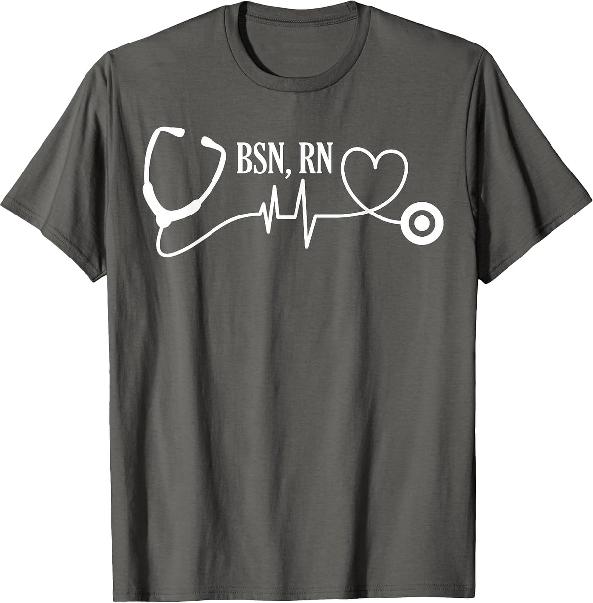 BSN RN Registered Nurse Medical Stethoscope Heartbeat EKG T-Shirt - Asphalt Grey