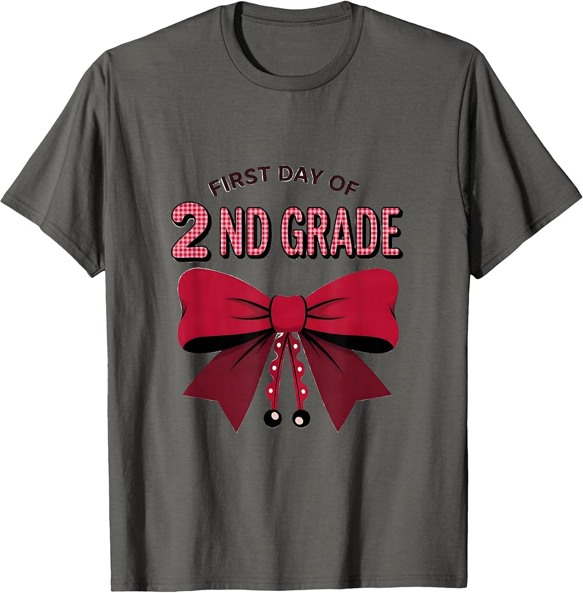 First Day Of 2nd Grade Coquette Bow Back To School Girly T-Shirt - Asphalt Grey
