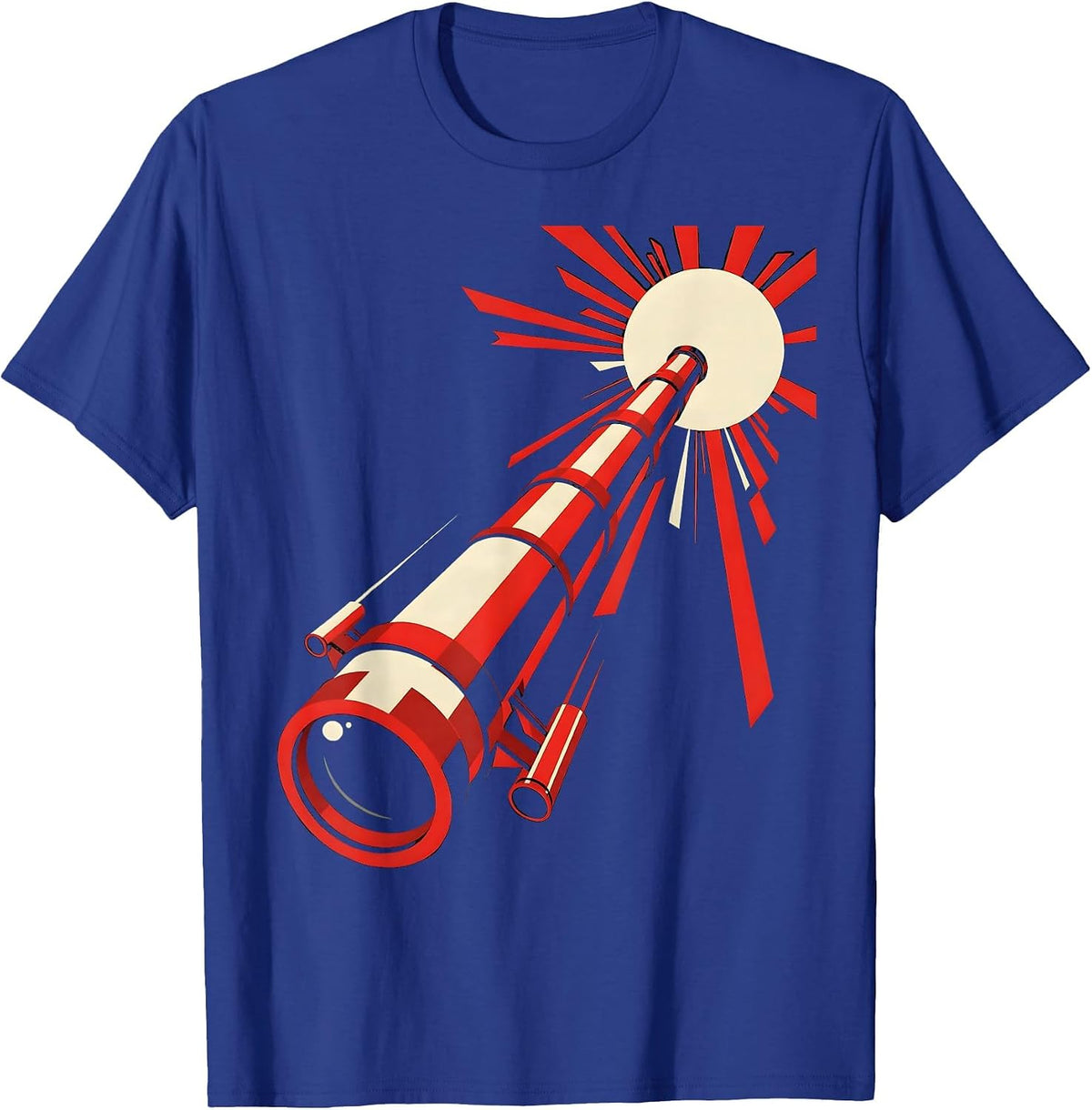 Telescope Stargazing Astronomy Illustration T-Shirt - Royal Blue