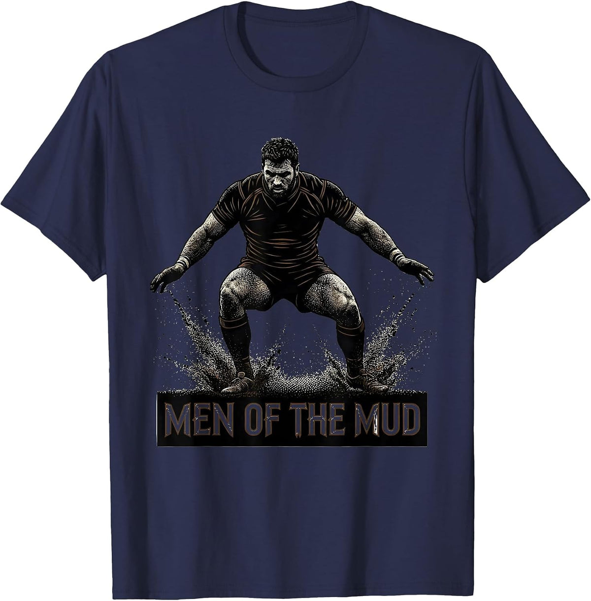 Men of the Mud Rugby Graphic Design T-Shirt - Navy Blue