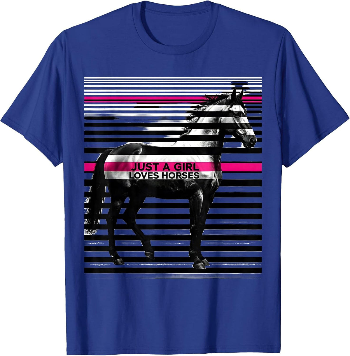 Just a Girl Who Loves Horses Equestrian Design T-Shirt - Royal Blue