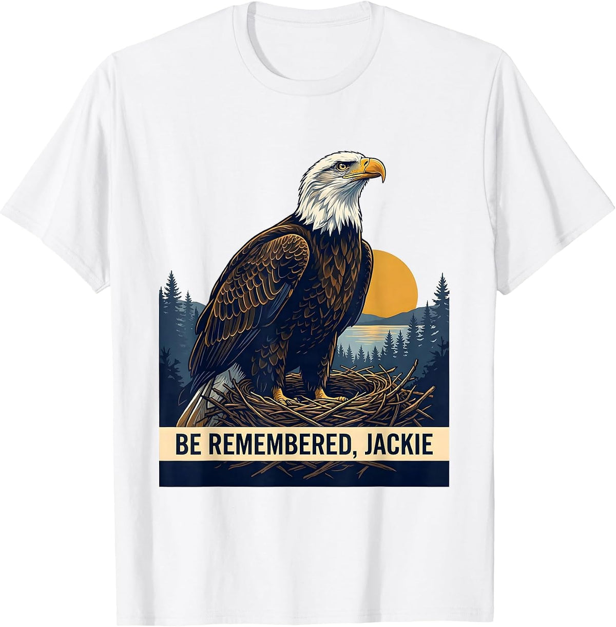 Men's Be Remembered Jackie Vintage Bald Eagle Memorial Tribute T-Shirt - White