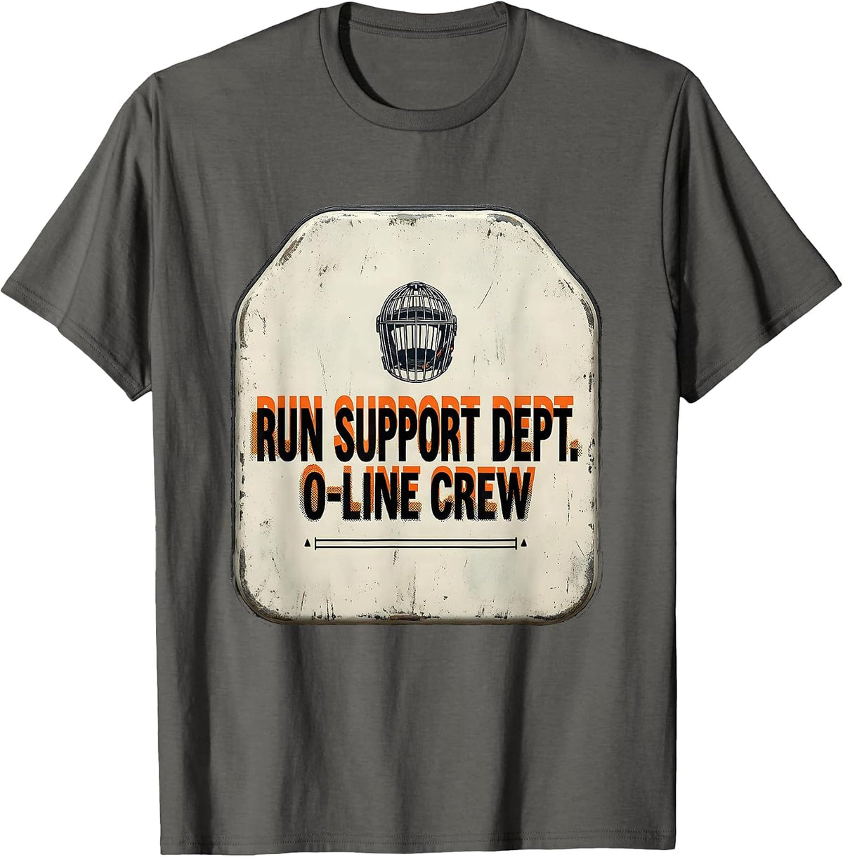 Men's Run Support Dept O-Line Crew Funny Football Lineman T-Shirt - Asphalt Grey
