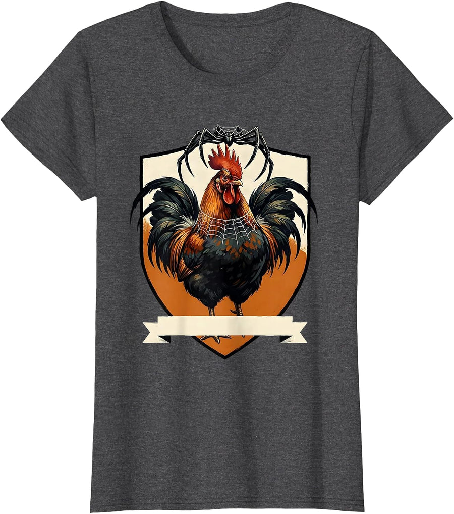 Women's Chicken Halloween Costume Whimsical Farm Chicken Lover T-Shirt - Dark Heather Grey