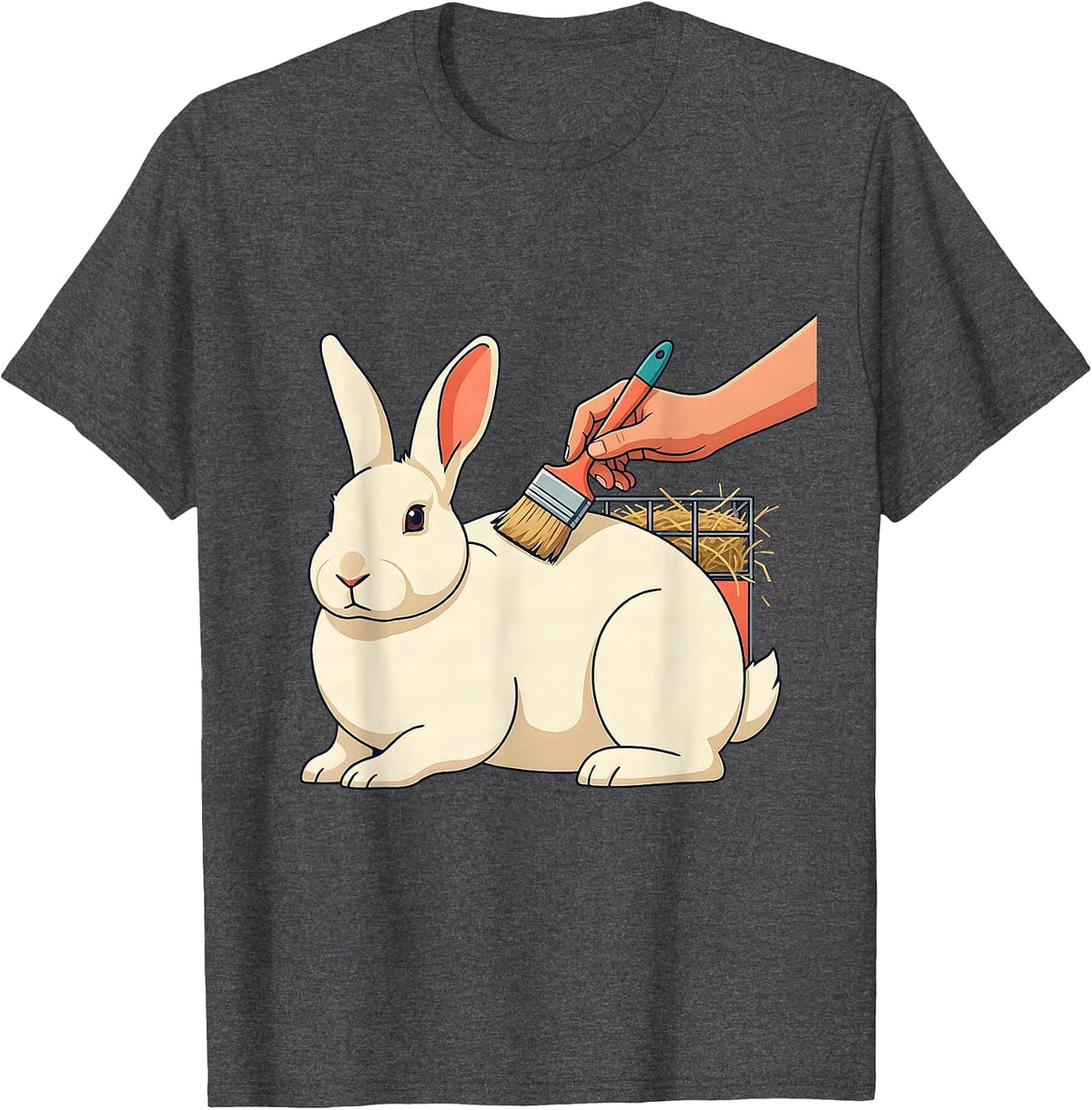 Bunny Brushed Cute Rabbit Lover Gift T-Shirt - Dark Heather Grey