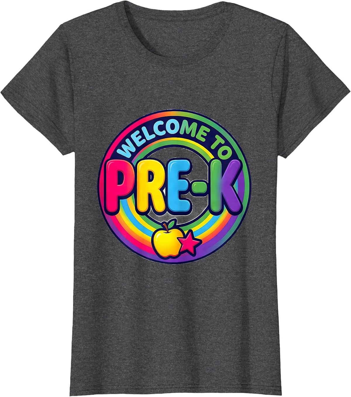 Women's Welcome To Pre-K Colorful Preschool Teacher First Day T-Shirt - Dark Heather Grey