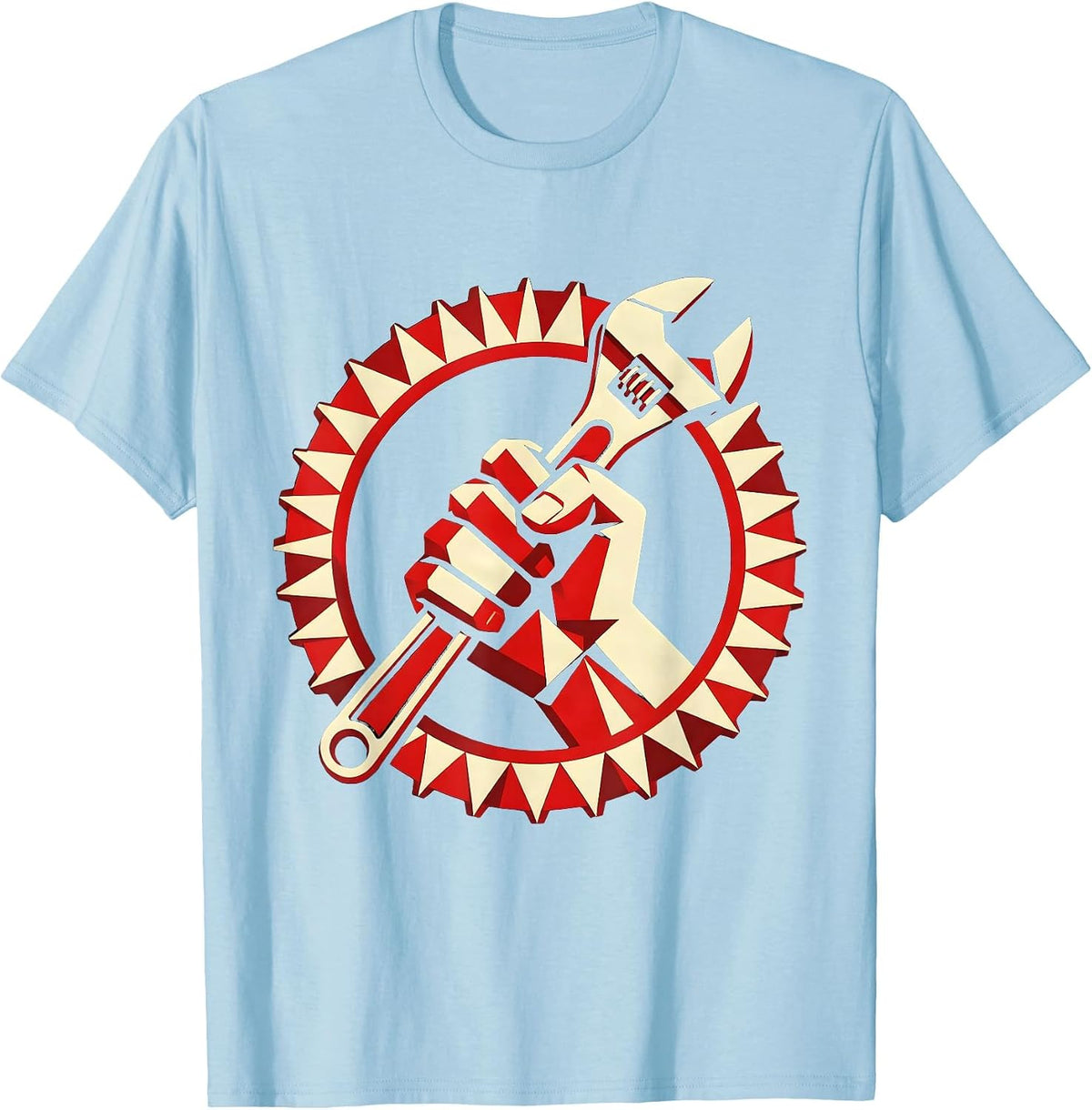 Men's Blue Collar Wrench Grip Hardworking Pride Design T-Shirt - Baby Blue