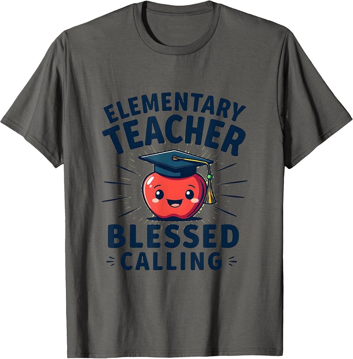 Elementary Teacher Blessed Calling Design T-Shirt - Asphalt Grey