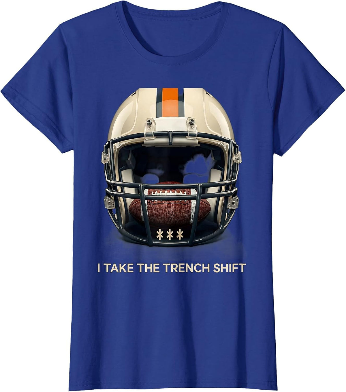 Women's I Take The Trench Shift Funny Football Lineman Humor T-Shirt - Royal Blue