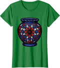 Women's Mexican Talavera Floral Ceramic Pot Illustration T-Shirt - Kelly Green