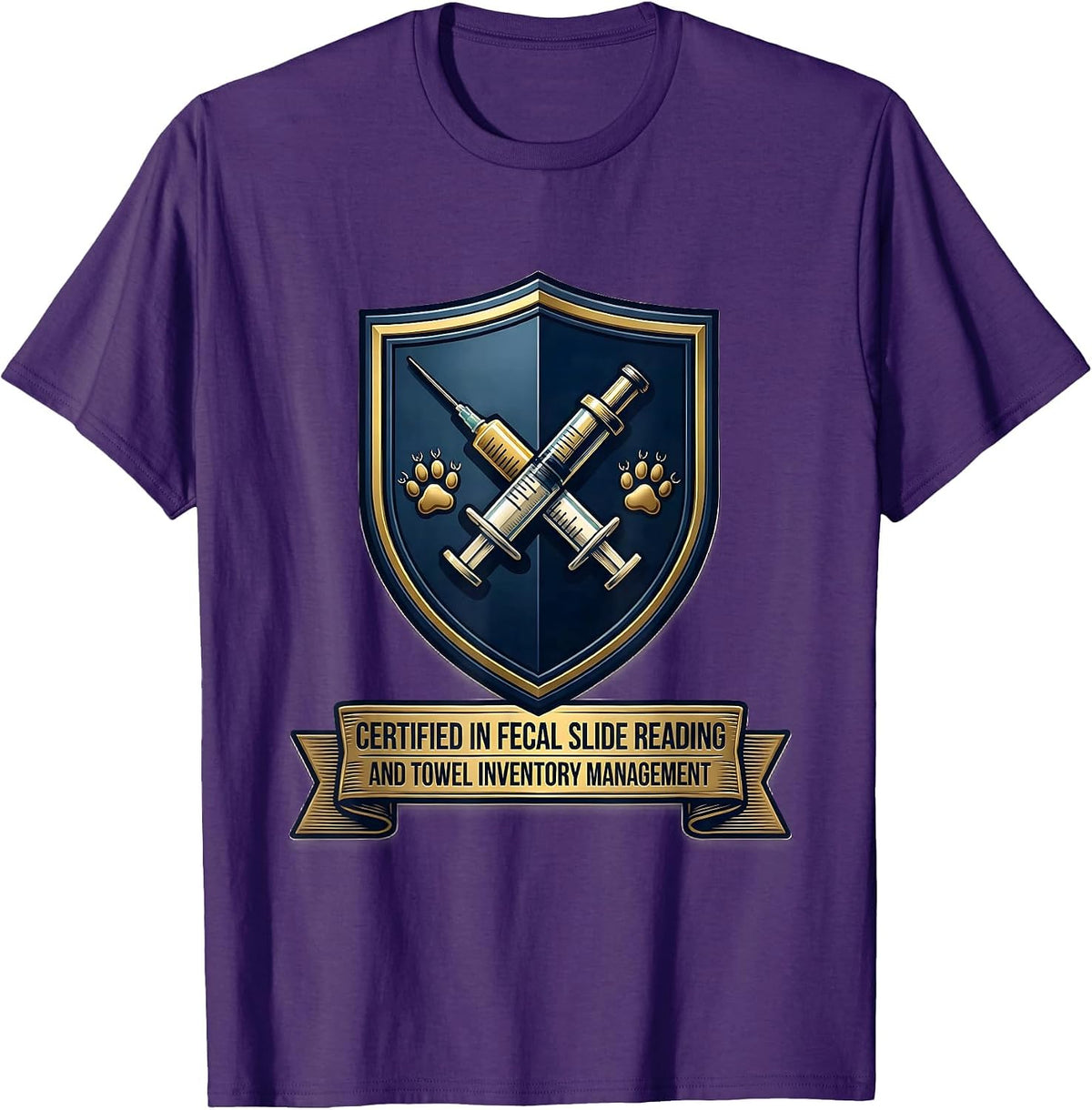 Certified In Fecal Slide Reading Vet Tech Humor T-Shirt - Purple