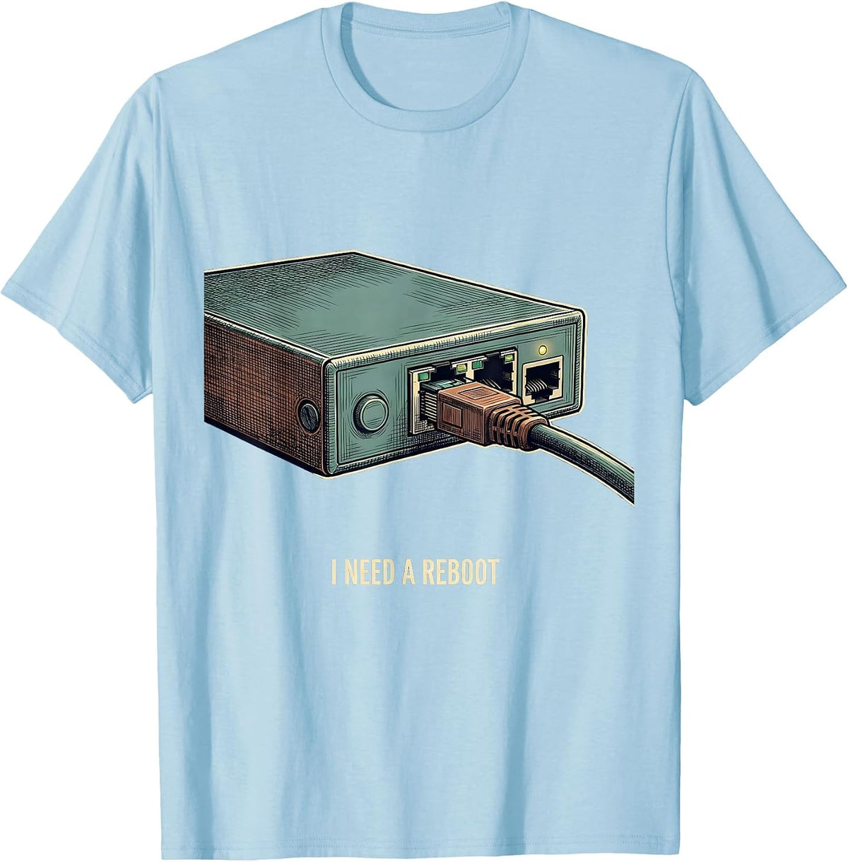 Men's I NEED A REBOOT Vintage Sarcastic Skilled Trades Tech Worker T-Shirt - Baby Blue